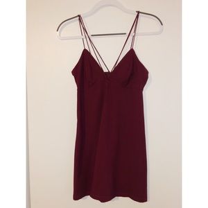 BARDOT MAROON STRAPPY DRESS